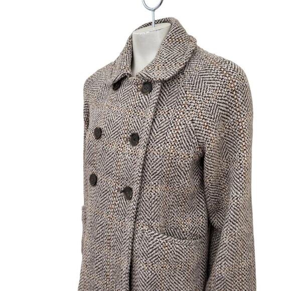 J.CREW 60s Inspired Wool Blend Double Breasted Tweed Swing Coat SZ 8 - Picture 3 of 12